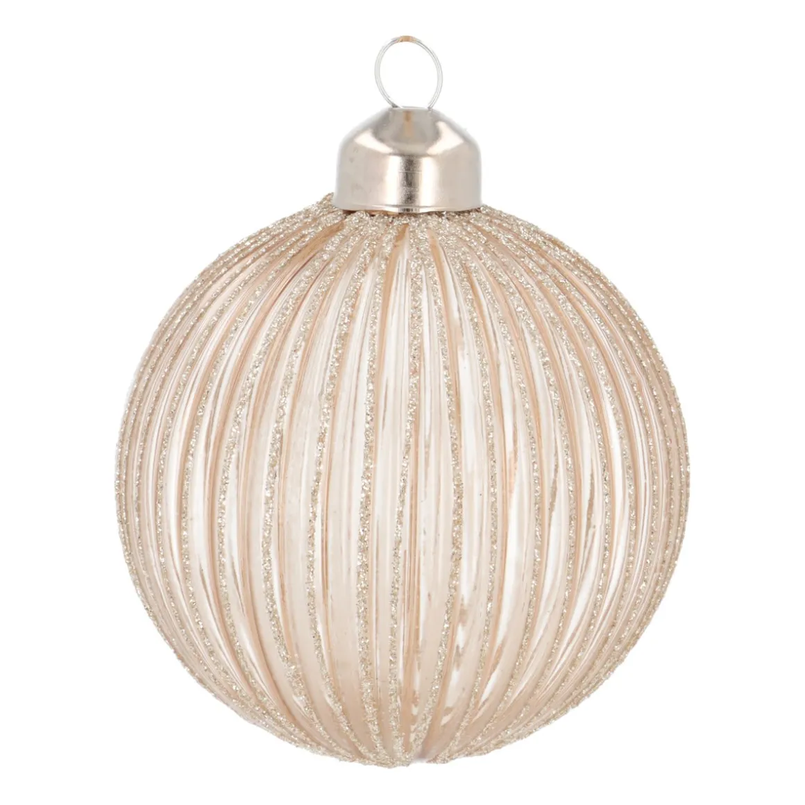 Elegant Taupe Christmas Bauble With Gold Glitters