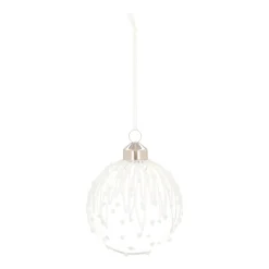 Elegant Transparent Glass Christmas Bauble With Glitters And Dots
