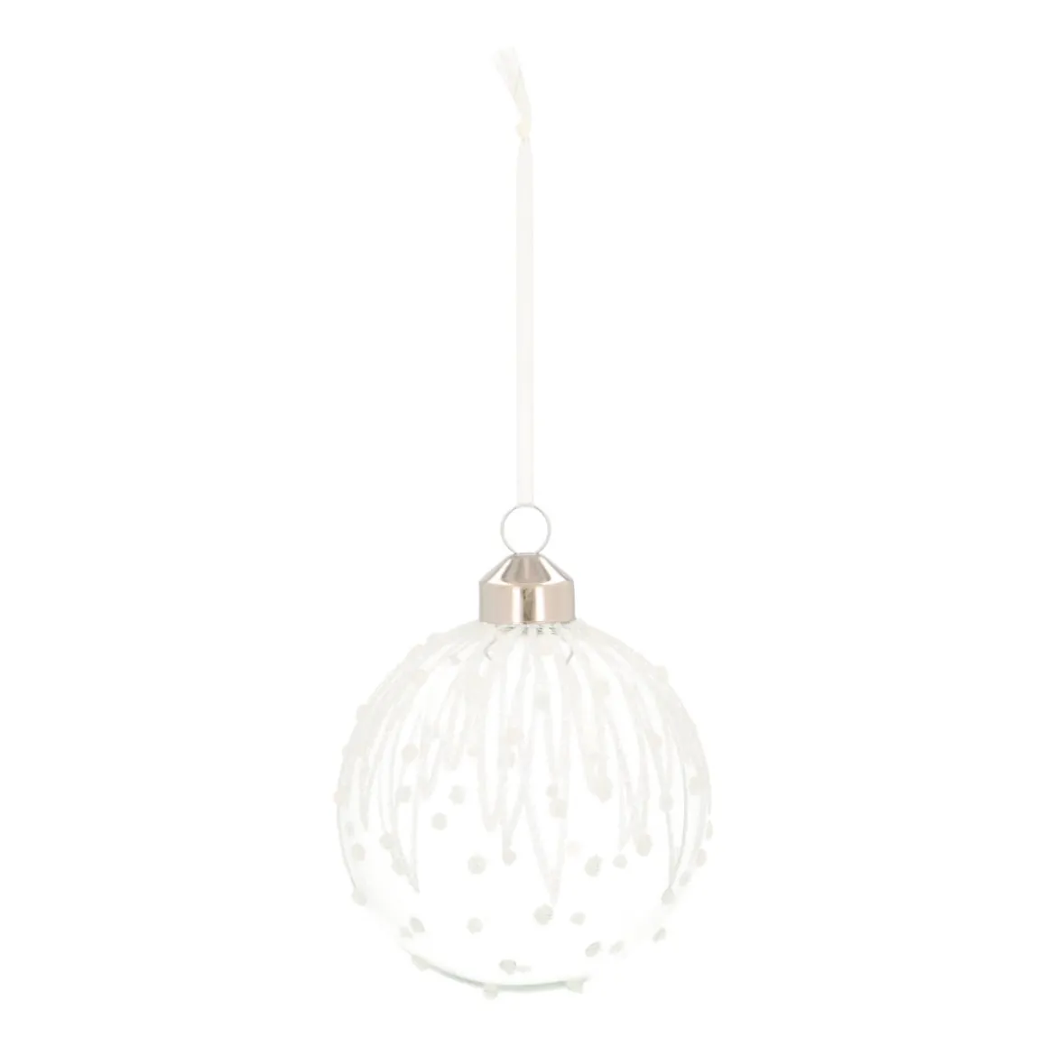 Elegant Transparent Glass Christmas Bauble With Glitters And Dots