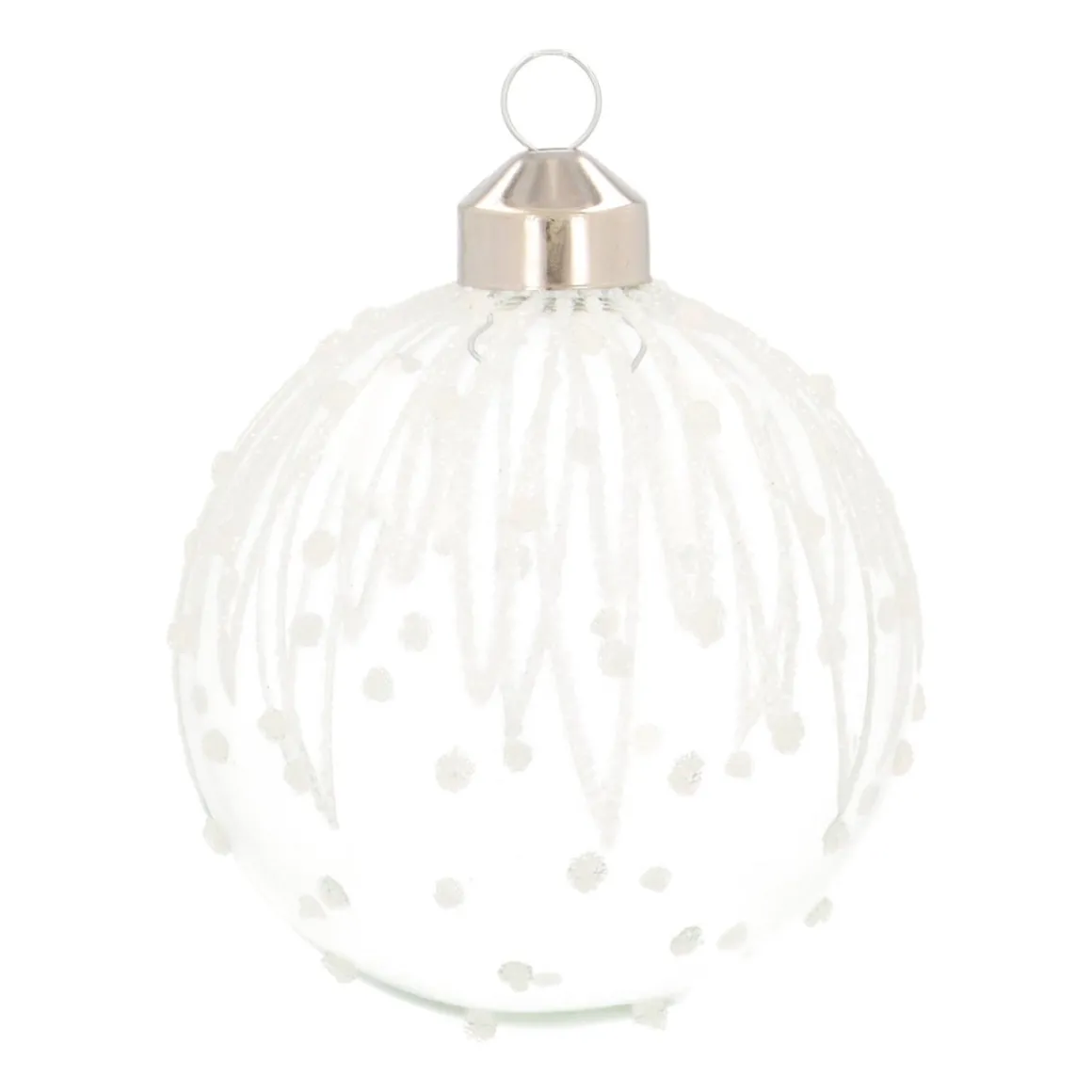 Elegant Transparent Glass Christmas Bauble With Glitters And Dots