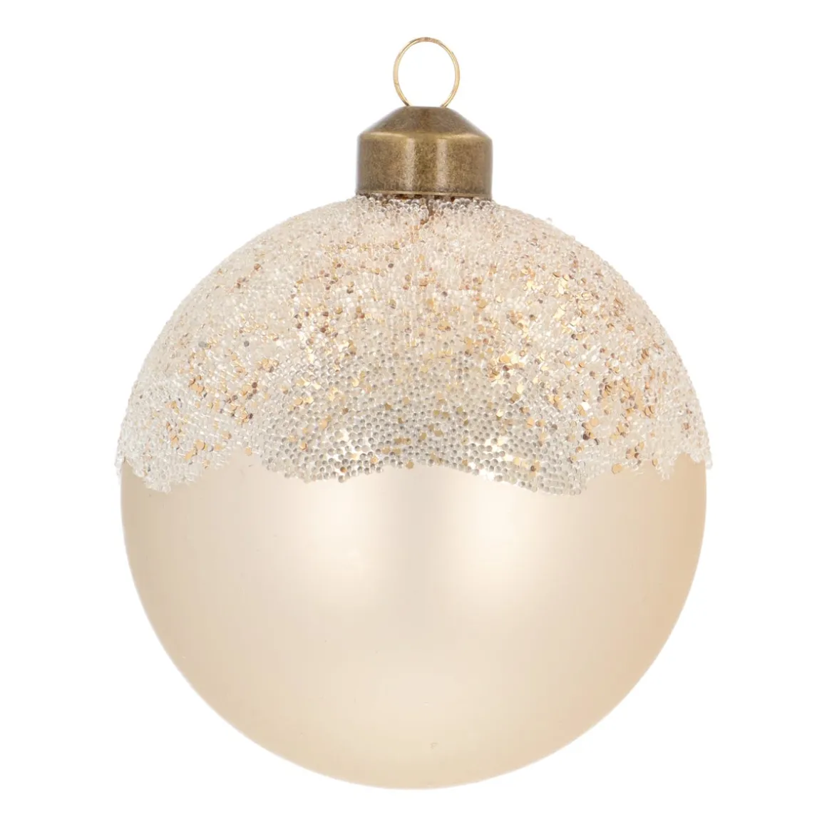 Elegant Wool White Christmas Bauble With Pearl Branches