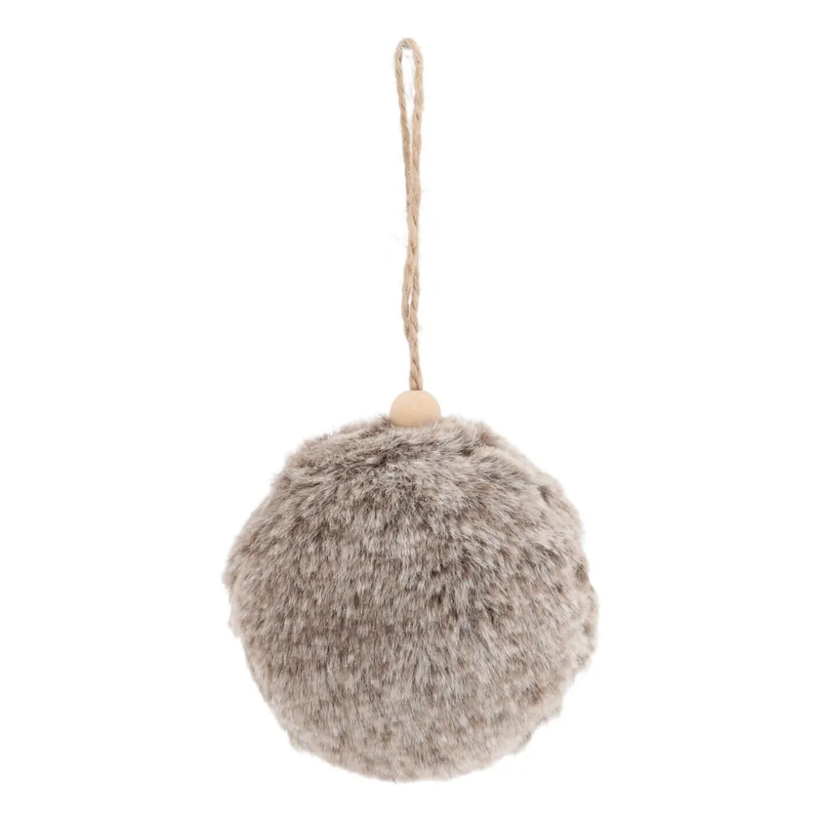 Faux Fur Bauble 8cm Brown
