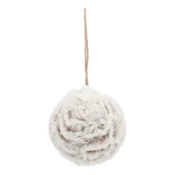 Faux Fur Bauble 8cm Brown Grey