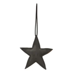 Faux Leather Christmas Star 12cm Black
