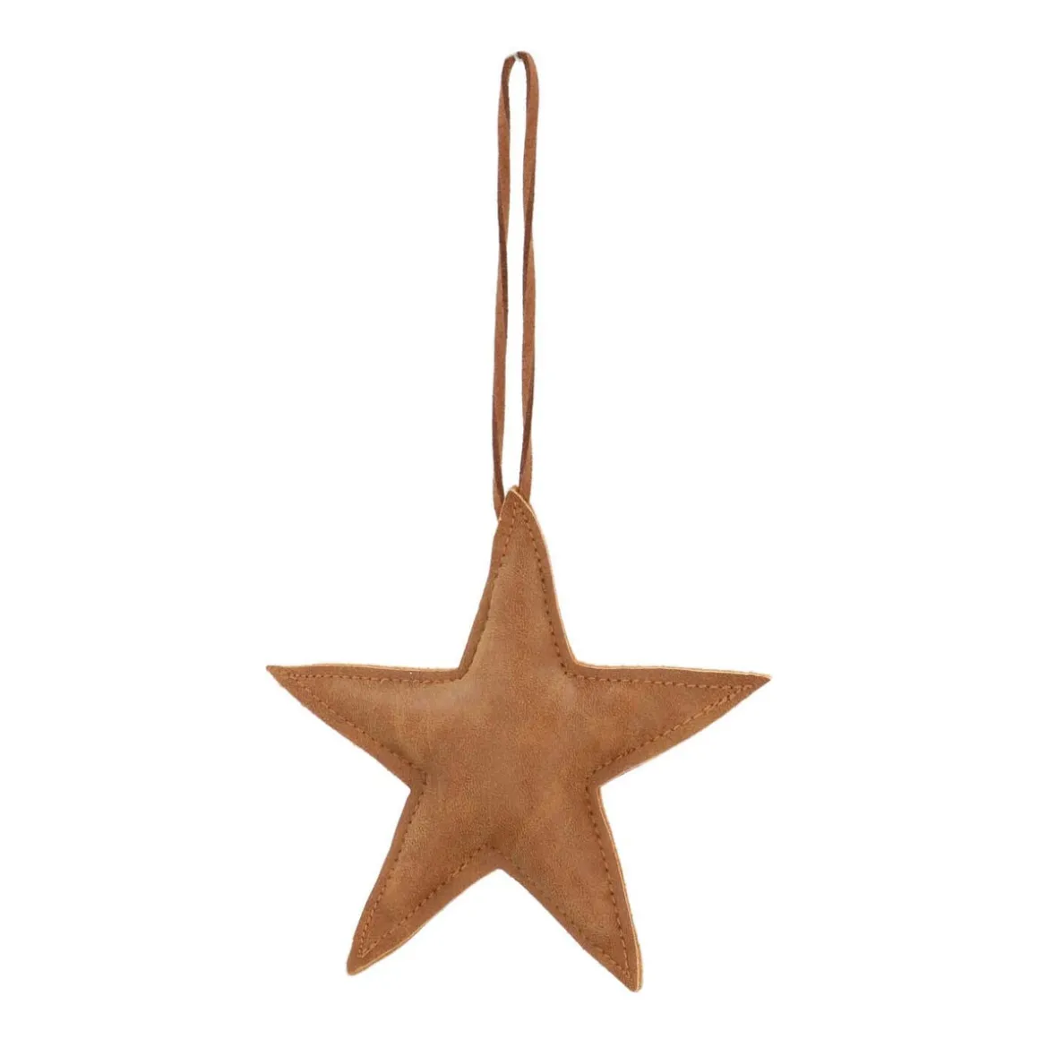 Faux Leather Christmas Star 12cm Light Brown