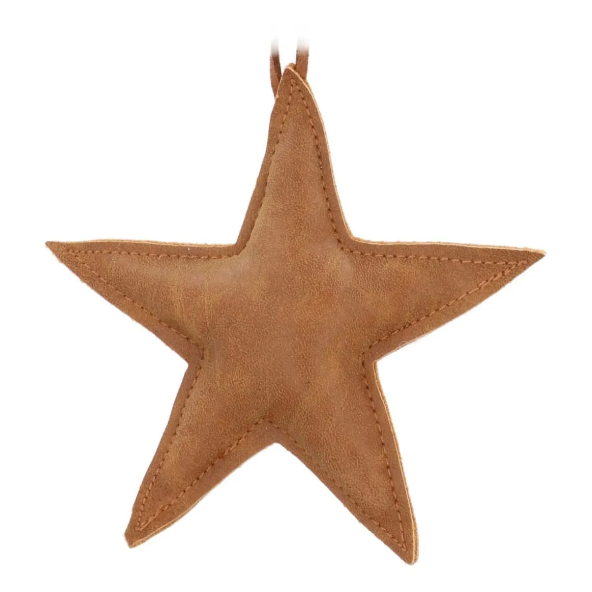 Faux Leather Christmas Star 12cm Light Brown