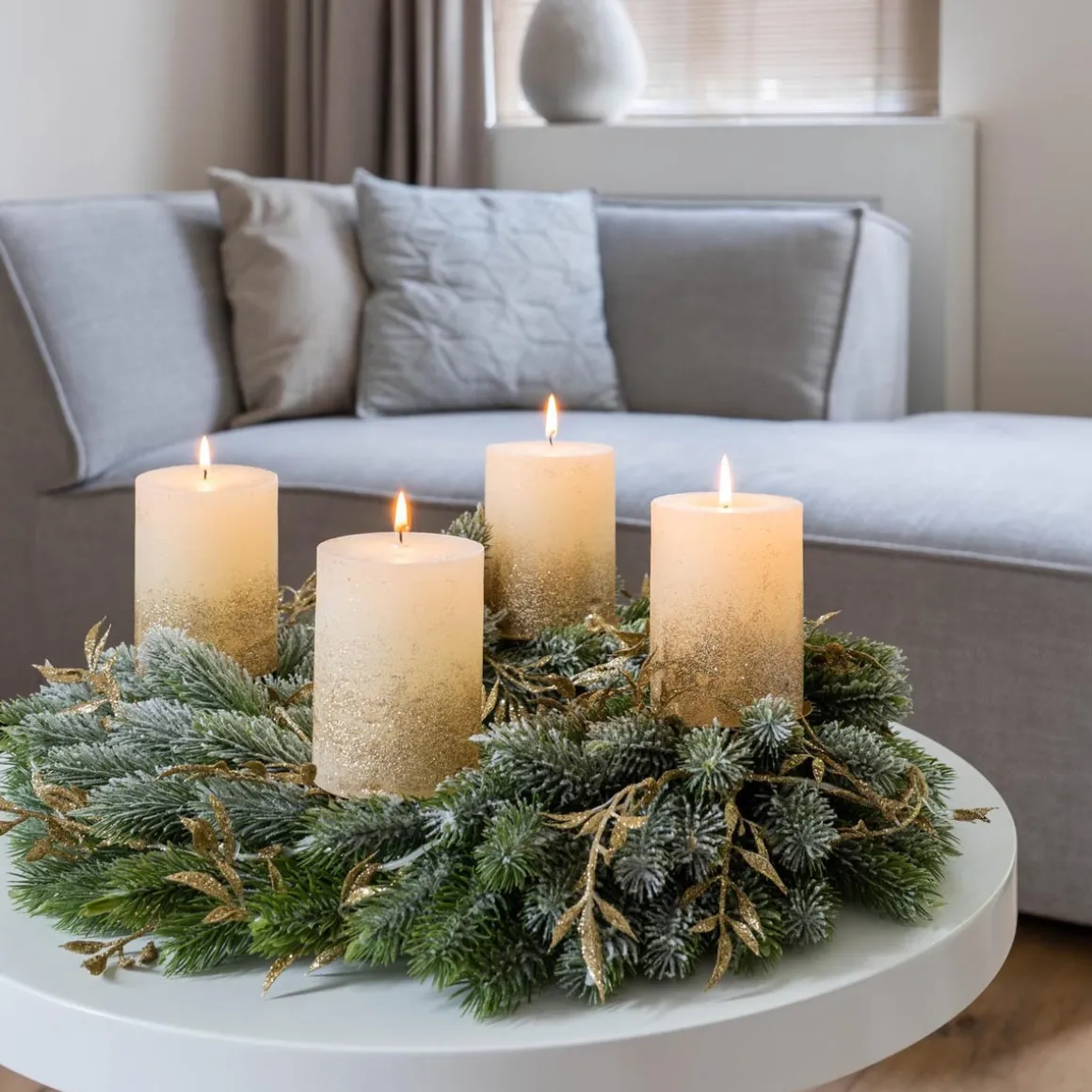 Fir Wreath Winter Frost 50cm