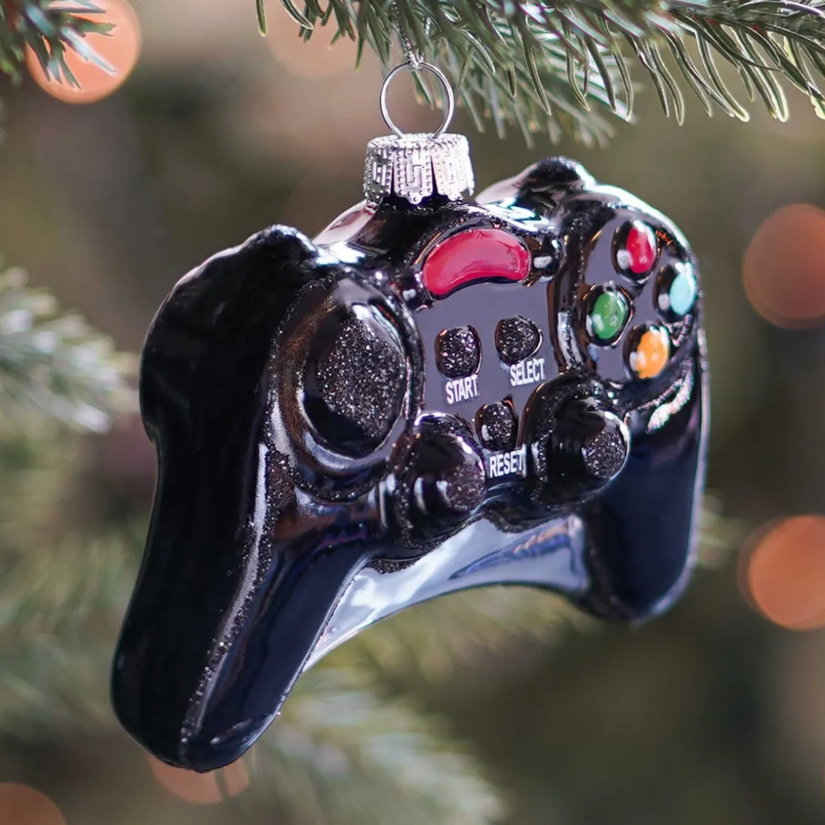 Game Controller Ornament | Glass | Black | 10cm