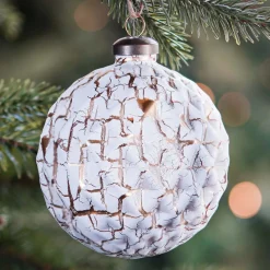 Glass Bauble Diamonds | White Copper | 8 Cm