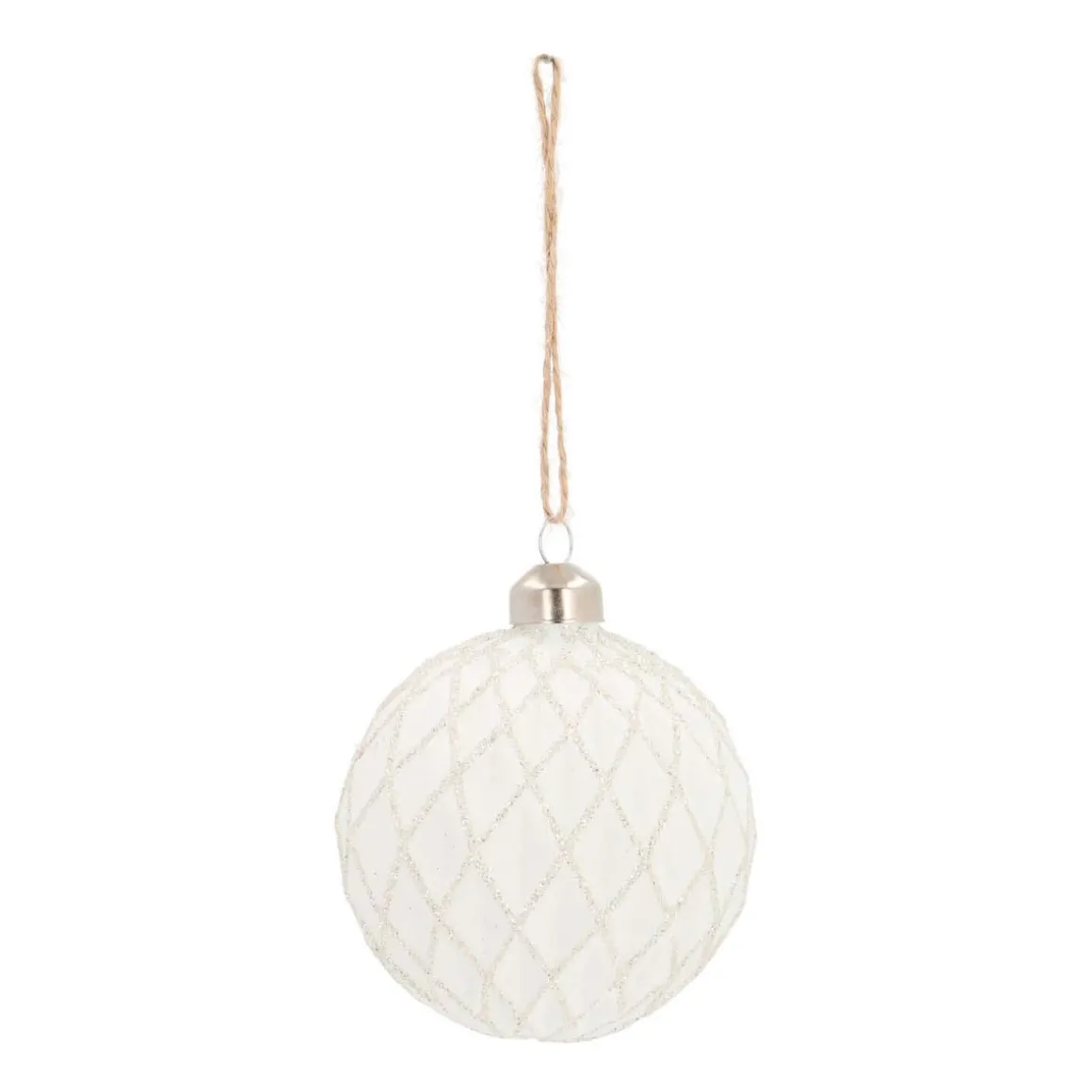 Glass Bauble Diamonds | White | 8 Cm