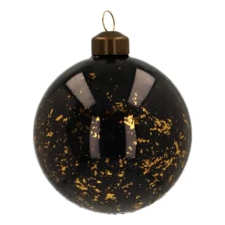 Glass Bauble Golden Spots | Black | 8 Cm