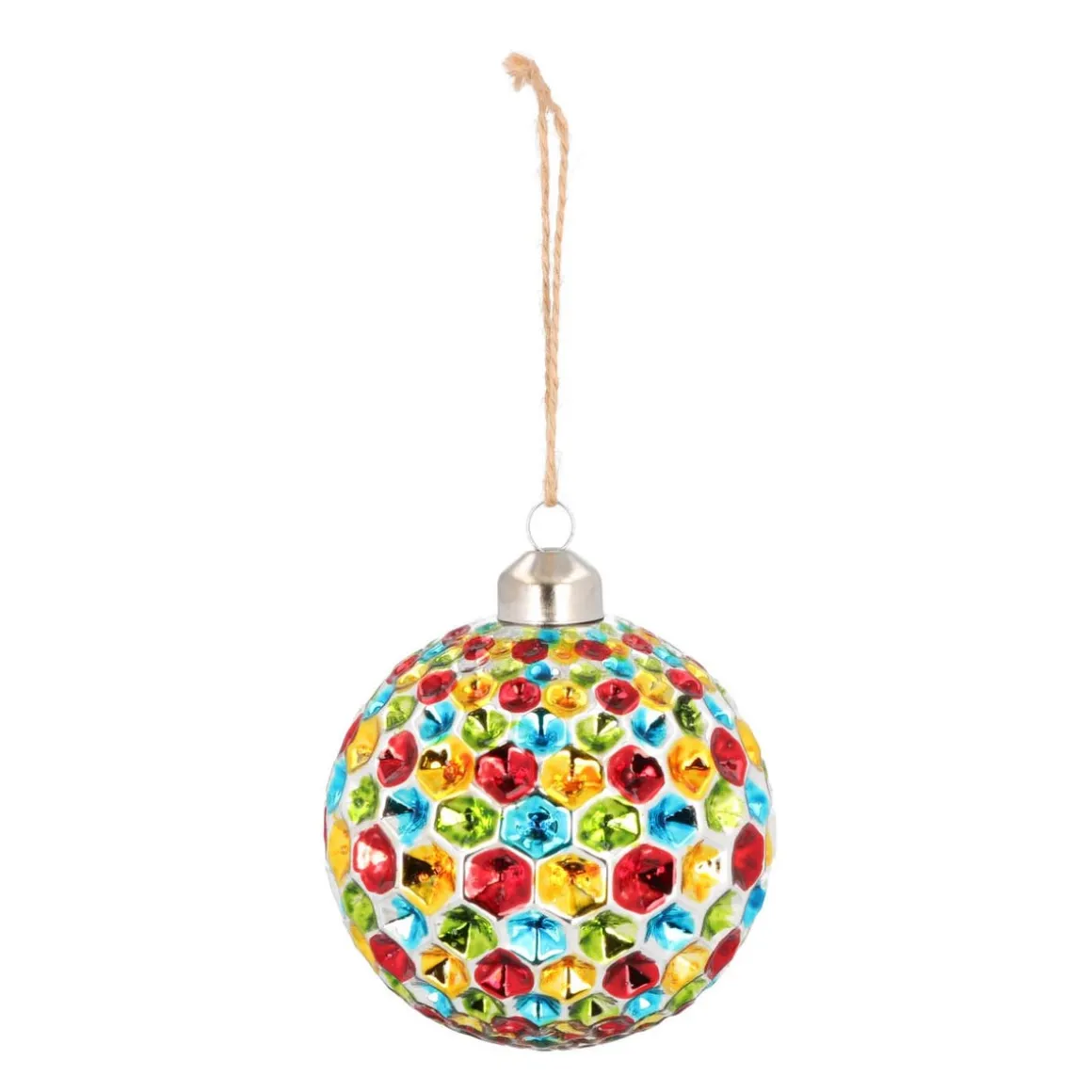 Glass Bauble Honeycombs | Multicolour | 8 Cm
