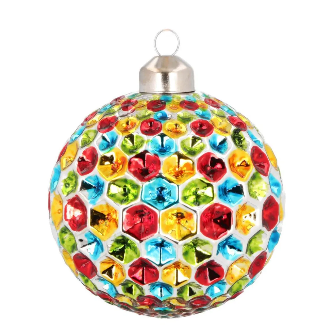 Glass Bauble Honeycombs | Multicolour | 8 Cm