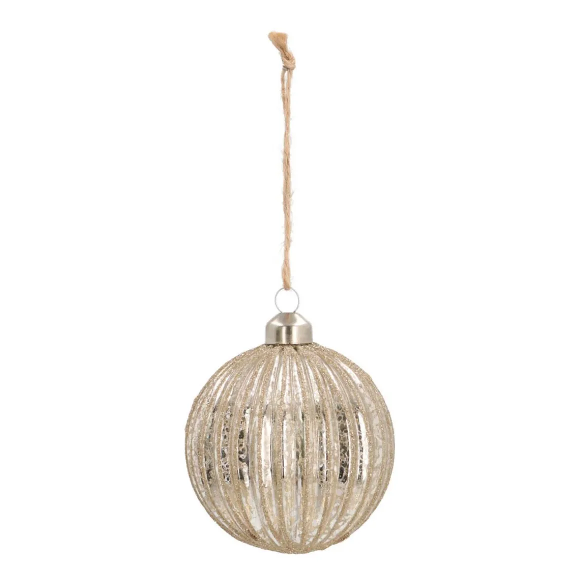 Glass Bauble Lampion | Antique Silver Champagne | 8 Cm