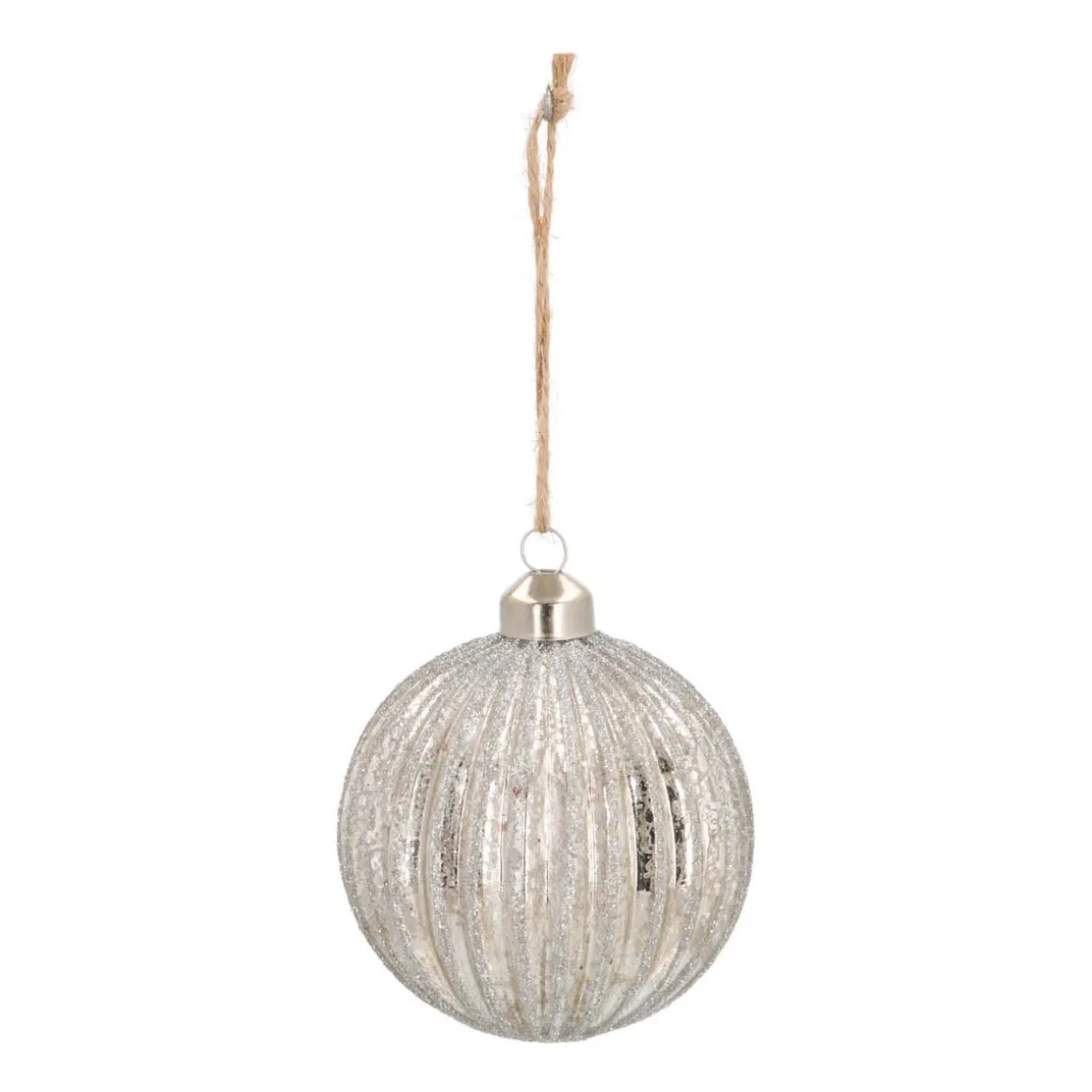 Glass Bauble Lampion | Antique Silver | 8 Cm