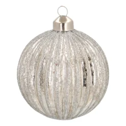 Glass Bauble Lampion | Antique Silver | 8 Cm