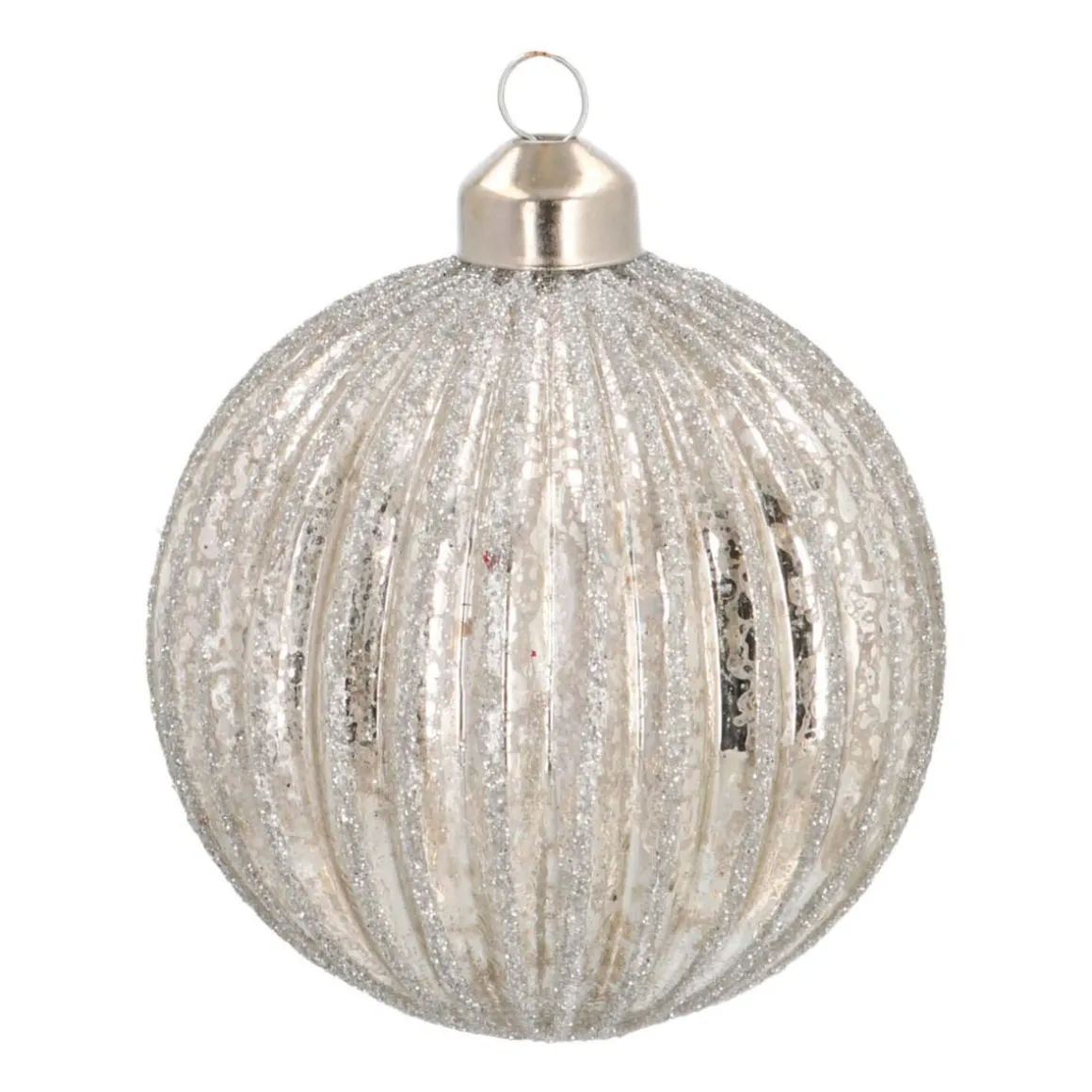 Glass Bauble Lampion | Antique Silver | 8 Cm