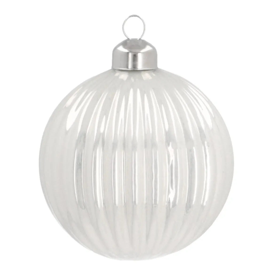 Glass Bauble Lampion | White | 8 Cm