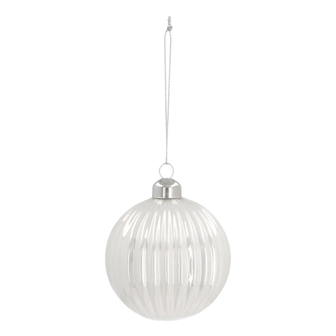 Glass Bauble Lampion | White | 8 Cm