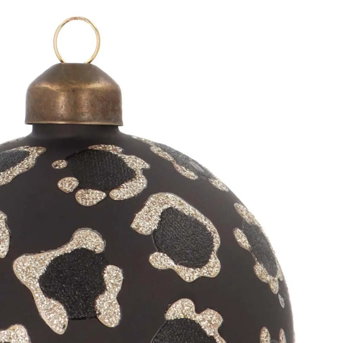 Glass Bauble Leopard Print | Black | 8 Cm
