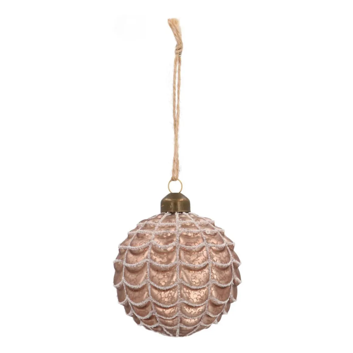 Glass Bauble Relief | Taupe | 8 Cm