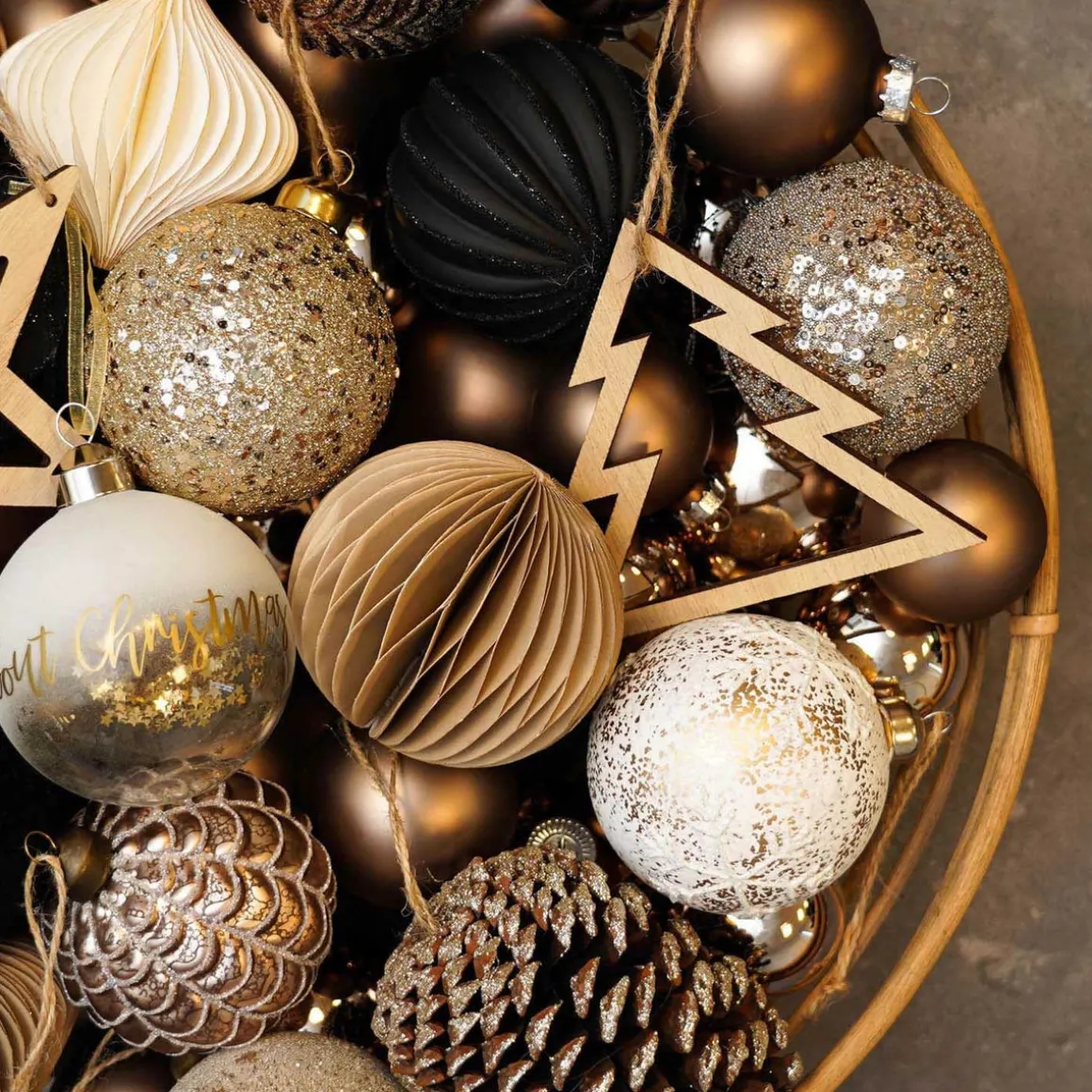 Glass Bauble Relief | Taupe | 8 Cm