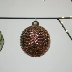 Glass Bauble Waves | Brown | 8 Cm