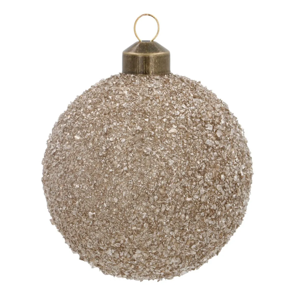 Glass Bauble With Champagne Glitter Cover | 8 Cm