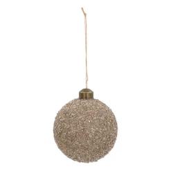 Glass Bauble With Champagne Glitter Cover | 8 Cm