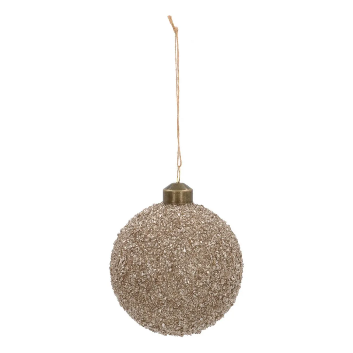 Glass Bauble With Champagne Glitter Cover | 8 Cm