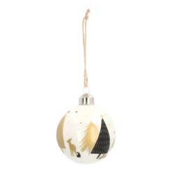 Glass Bauble With Fir Print Tannen-Print | White | 8 Cm