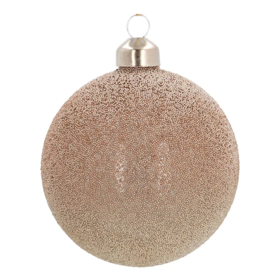 Glass Bauble With Taupe Pearl Cover | 8 Cm