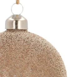 Glass Bauble With Taupe Pearl Cover | 8 Cm