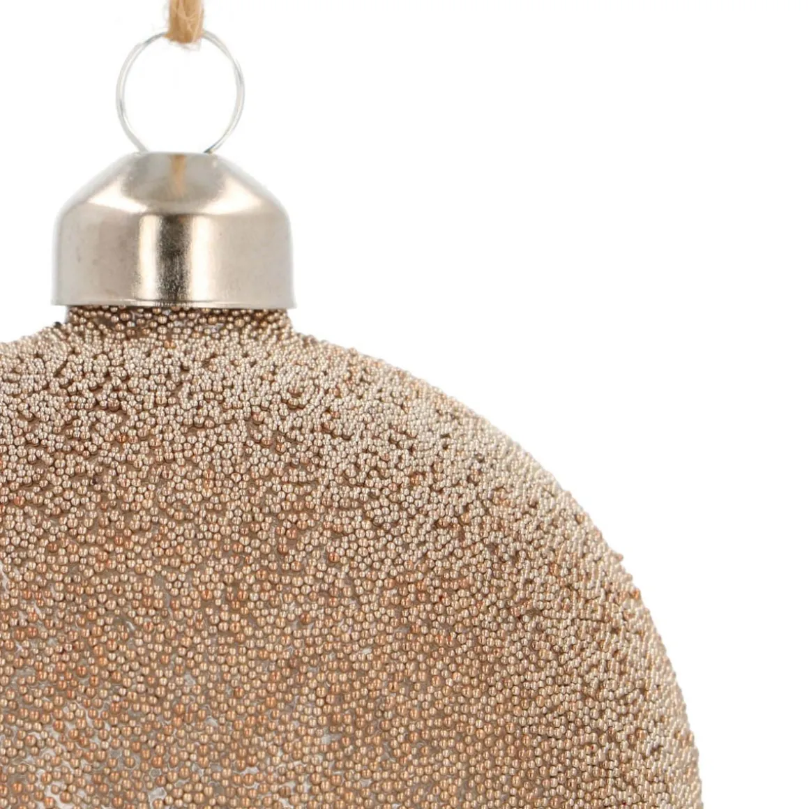 Glass Bauble With Taupe Pearl Cover | 8 Cm