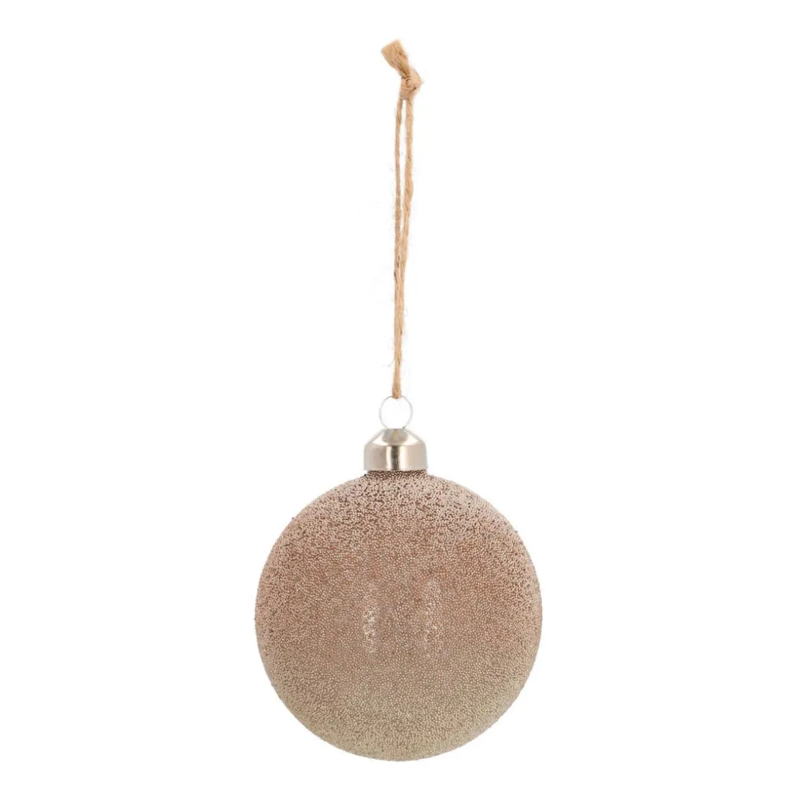 Glass Bauble With Taupe Pearl Cover | 8 Cm