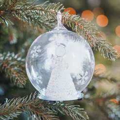 Glass Christmas Bauble LED Angel With Dove 10cm
