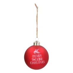 Glass Christmas Bauble Merry F*cking Christmas 8 Cm Red