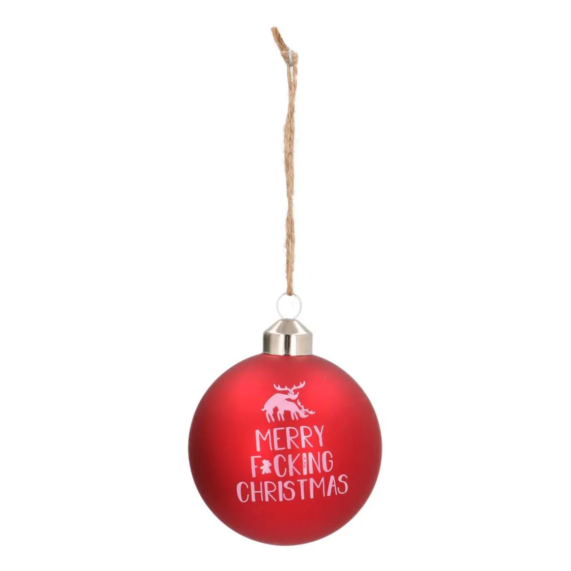 Glass Christmas Bauble Merry F*cking Christmas 8 Cm Red