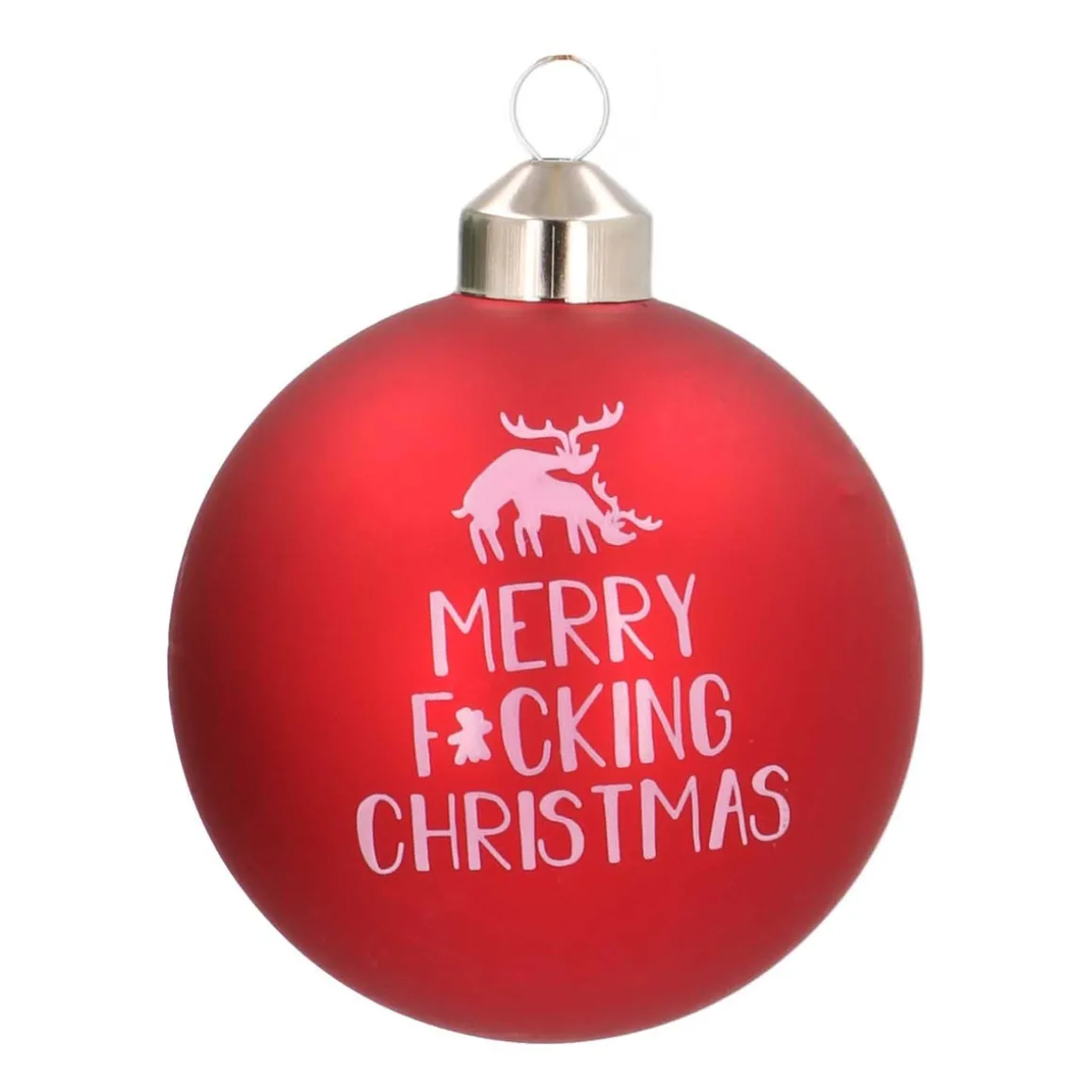 Glass Christmas Bauble Merry F*cking Christmas 8 Cm Red