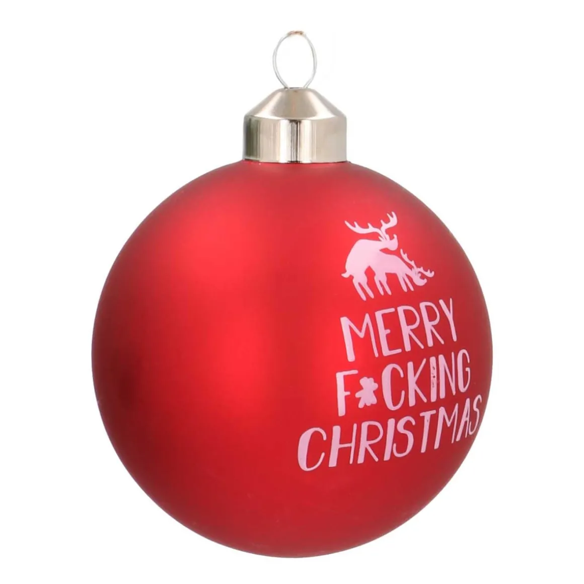 Glass Christmas Bauble Merry F*cking Christmas 8 Cm Red