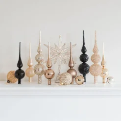 Glass Christmas Tree Topper, Matte Light Gold, 27cm/10.5in