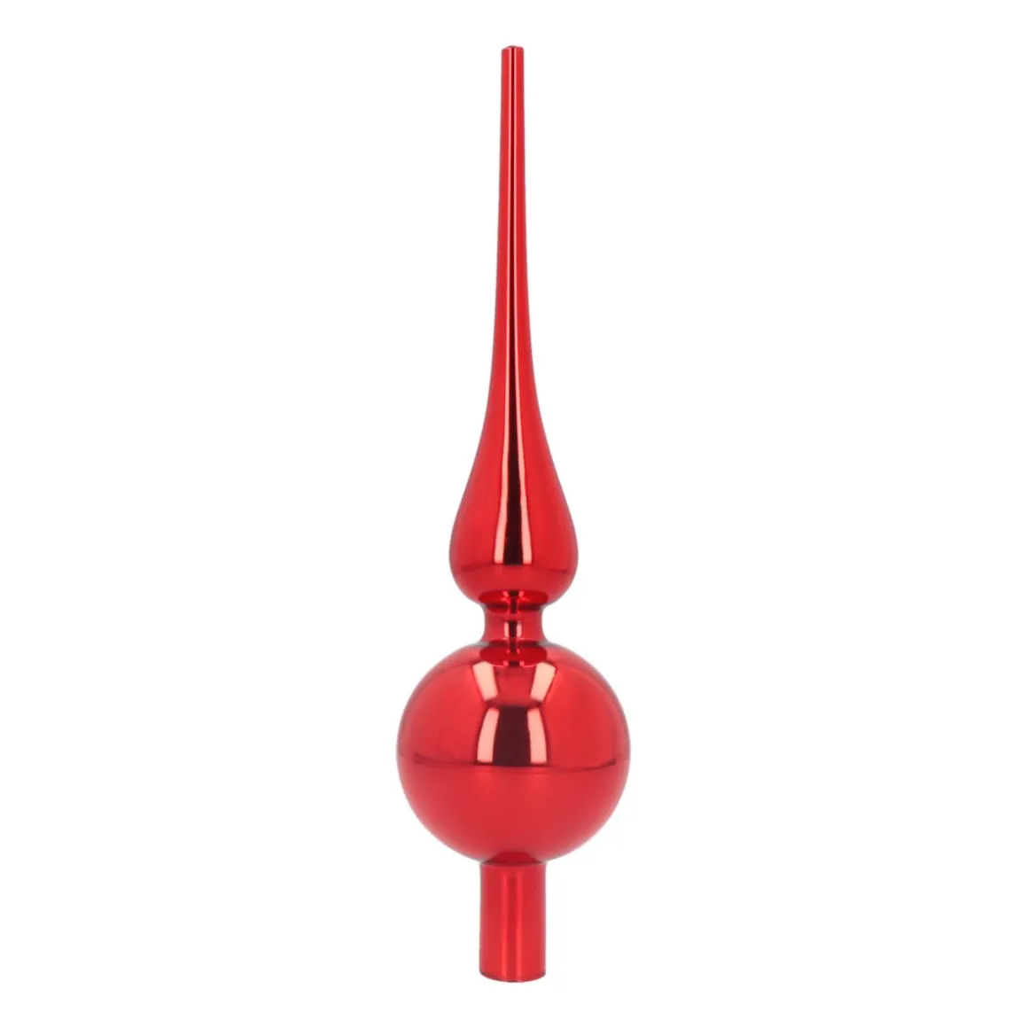 Glass Christmas Tree Topper, Shiny Christmas Red, 27cm/10.5in