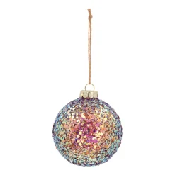 Glass 'Galaxy' Christmas Bauble With Glitters (Outside)
