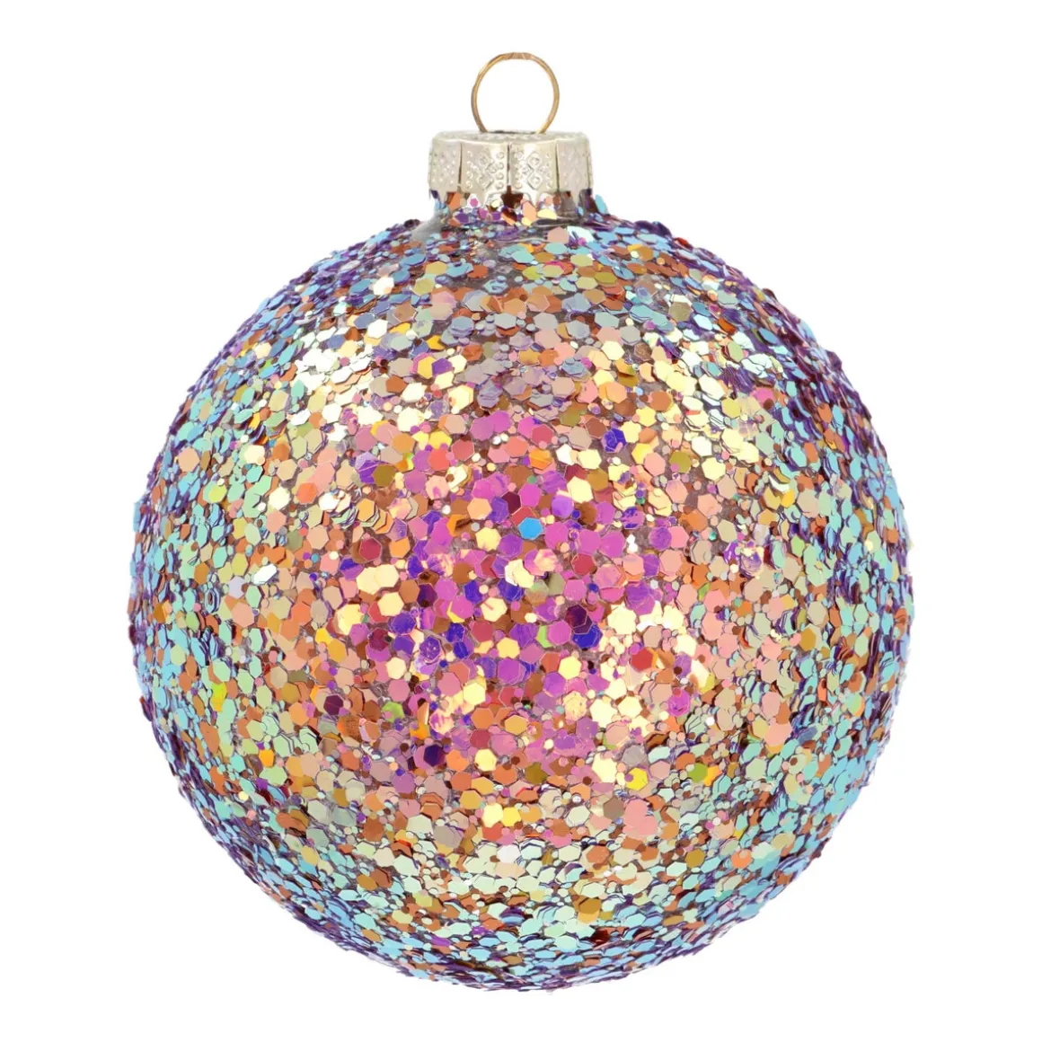 Glass 'Galaxy' Christmas Bauble With Glitters (Outside)