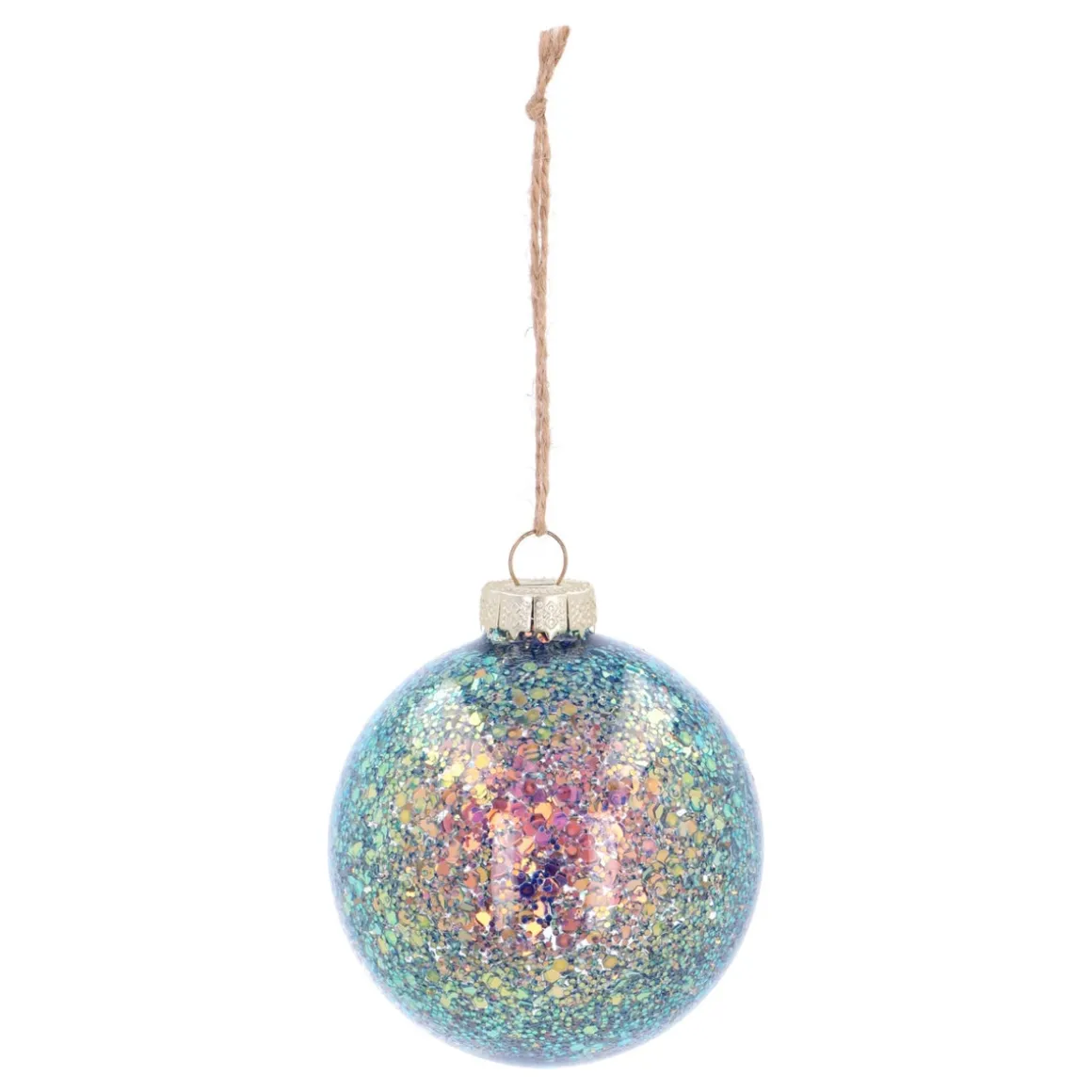Glass 'Galaxy' Christmas Bauble With Glitters (Inside)