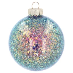 Glass 'Galaxy' Christmas Bauble With Glitters (Inside)
