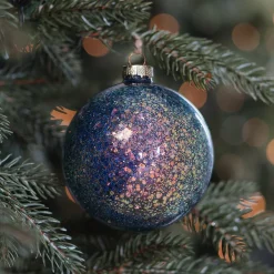 Glass 'Galaxy' Christmas Bauble With Glitters (Inside)