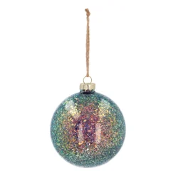 Glass 'Galaxy' Christmas Bauble With Glitters (Inside)