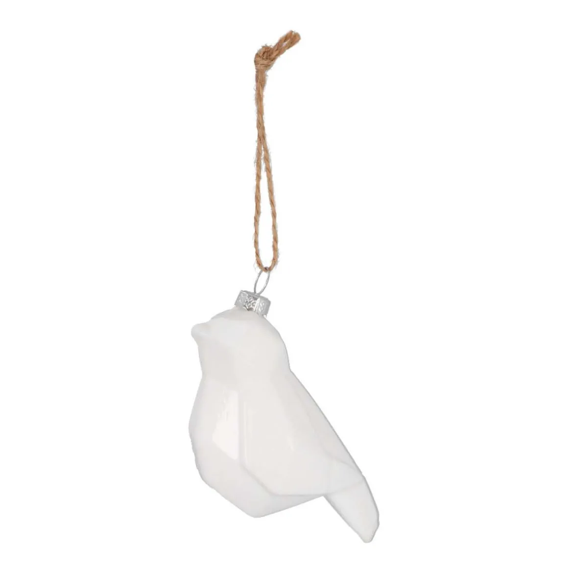 Glass Geometric Bird 9 Cm White