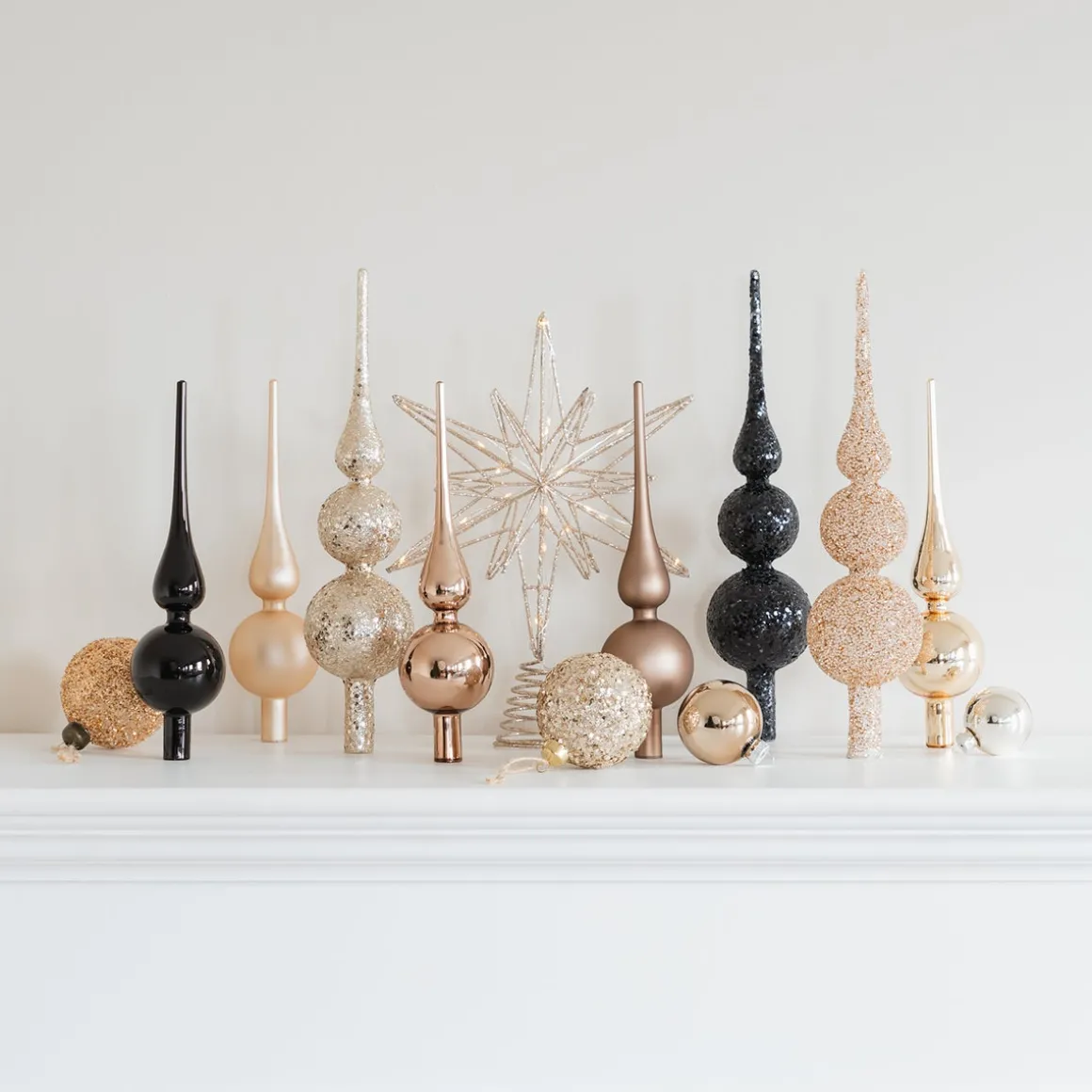 Glass Glitter Tree Topper In Cognac Color
